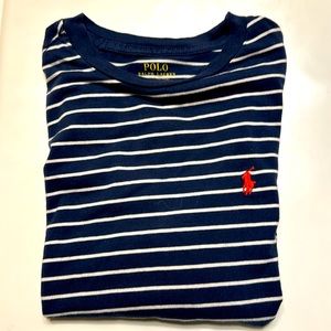 Polo by Ralph Lauren Blue with White Stripes Boys T-Shirt size Medium 10-12.
